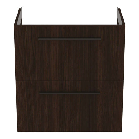 Ideal Standard i.life Compact Wall Hung Vanity Unit 2 Drawers 600mm - Coffee Oak - T5293NW - TAP 'N' SHOWER