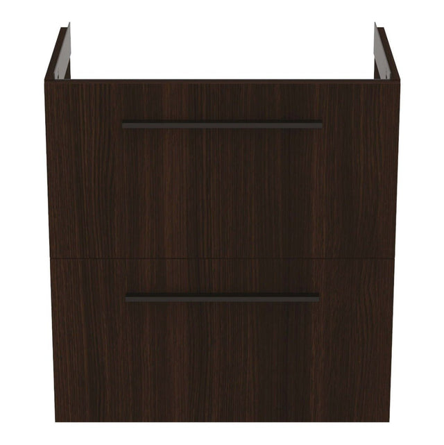 Ideal Standard i.life Compact Wall Hung Vanity Unit 2 Drawers 600mm - Coffee Oak - T5293NW - TAP 'N' SHOWER