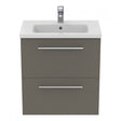 Ideal Standard i.life Compact Wall Hung Vanity Unit 2 Drawers 600mm - Quartz Grey Matt - T5293NG - TAP 'N' SHOWER
