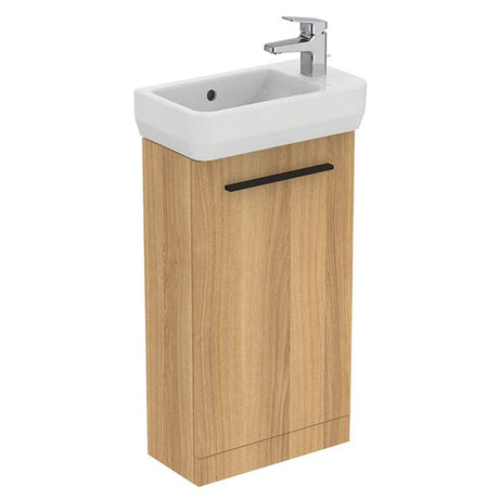 Ideal Standard i.life Floor standing Guest Washbasin Unit with 1 Door - Natural Oak - T5005NX - TAP 'N' SHOWER