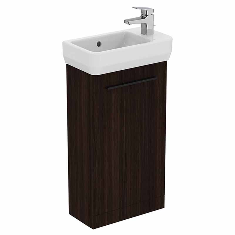 Ideal Standard i.life Floorstanding Guest Washbasin Unit with 1 Door - Coffee Oak - T5005NW - TAP 'N' SHOWER
