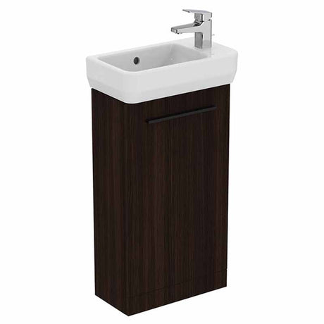 Ideal Standard i.life Floorstanding Guest Washbasin Unit with 1 Door - Coffee Oak - T5005NW - TAP 'N' SHOWER