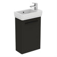 Ideal Standard i.life S 450mm 1 Door Vanity Unit ONLY (Handles Sold Separately) - Matt Carbon Grey - T5296NV - TAP 'N' SHOWER
