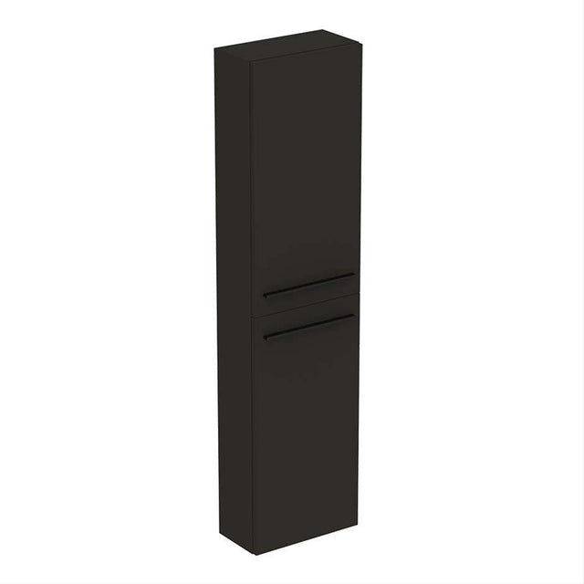 Ideal Standard I.life S compact tall column unit with 2 doors in matt carbon grey, 40cm bathroom storage cabinet