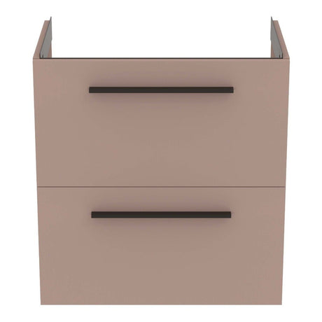 Ideal Standard i.life S Compact Wall Hung Vanity Unit 2 Drawers 600mm - Greige Matt - T5293NH - TAP 'N' SHOWER