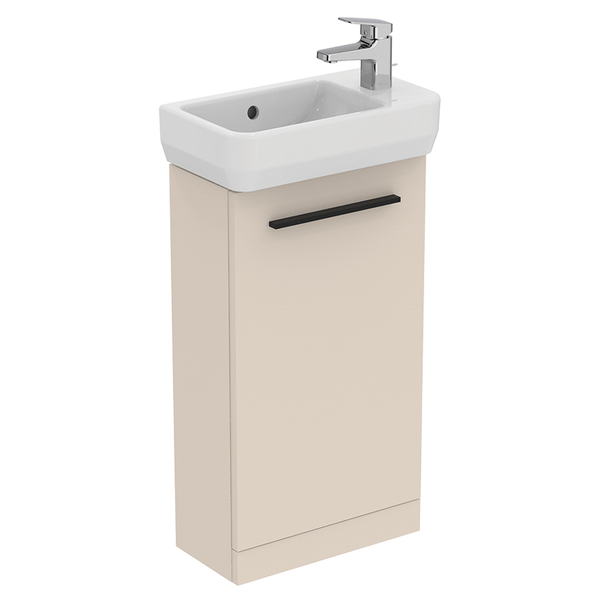 Ideal Standard i.life S Floorstanding Guest Washbasin Unit with 1 Door - Sand Beige Matt - T5005NF - TAP 'N' SHOWER