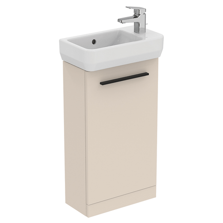 Ideal Standard i.life S Floorstanding Guest Washbasin Unit with 1 Door - Sand Beige Matt - T5005NF - TAP 'N' SHOWER