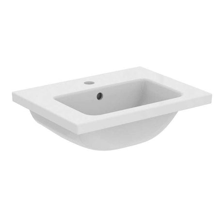 Ideal Standard i.Life S compact white wall-mounted washbasin with single tap hole and overflow, 500mm wide
