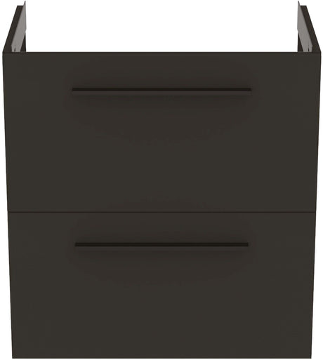 Ideal Standard i.life 2 Drawers Compact Wall Hung Vanity Unit 600mm - Carbon Grey Matt - T5293NV - TAP 'N' SHOWER