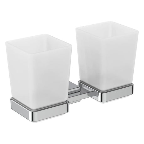 Ideal Standard IOM Square Double Tumbler and Holder - Chrome - E2205AA - TAP 'N' SHOWER