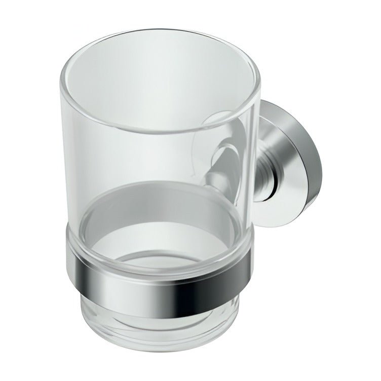 Ideal Standard IOM Transparent Glass Tumbler And Holder - Chrome - A9121AA - TAP 'N' SHOWER