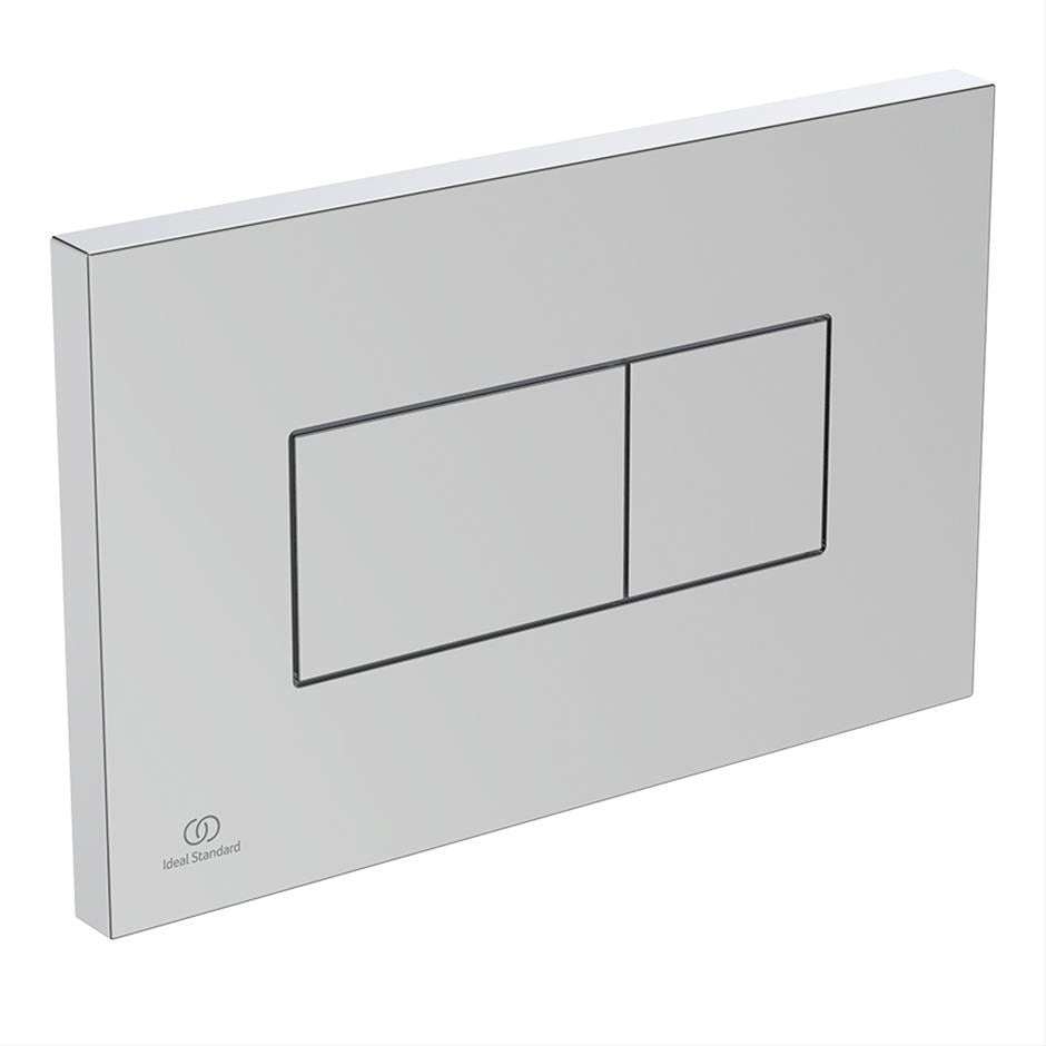Ideal Standard Solea P2 chrome pneumatic single flushplate with modern rectangular buttons for bathrooms