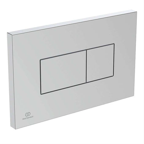 Ideal Standard Solea P2 chrome pneumatic single flushplate with modern rectangular buttons for bathrooms