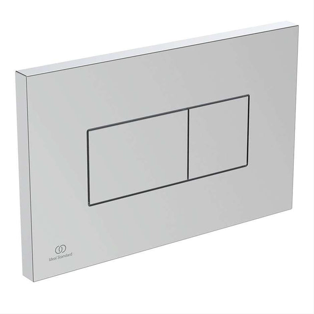 Ideal Standard Solea P2 chrome pneumatic single flushplate with modern rectangular buttons for bathrooms