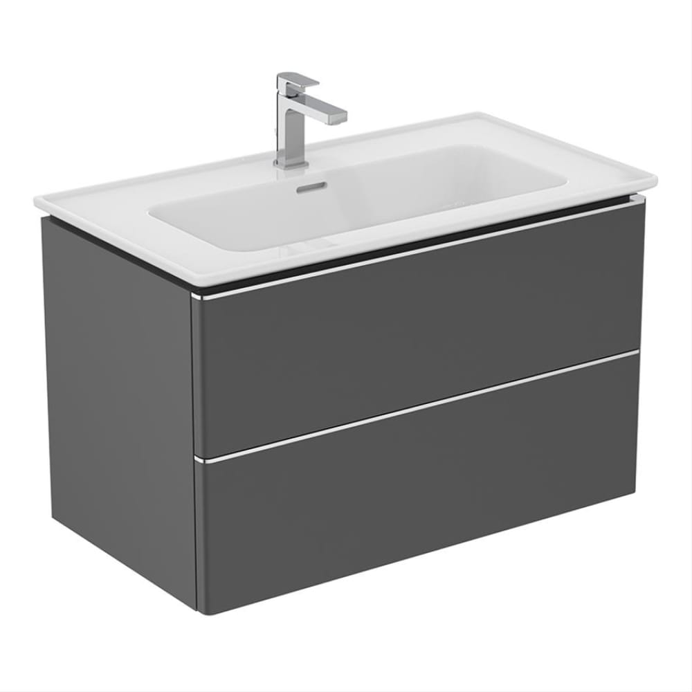 Ideal Standard Strada 2 Drawers 800mm Wall Hung Vanity Unit ONLY - Matt Anthracite - T4296Y2