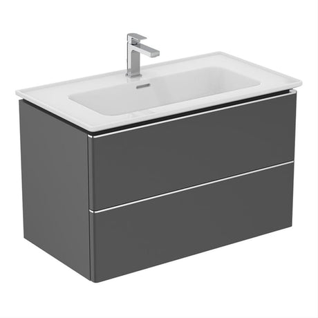 Ideal Standard Strada 2 Drawers 800mm Wall Hung Vanity Unit ONLY - Matt Anthracite - T4296Y2