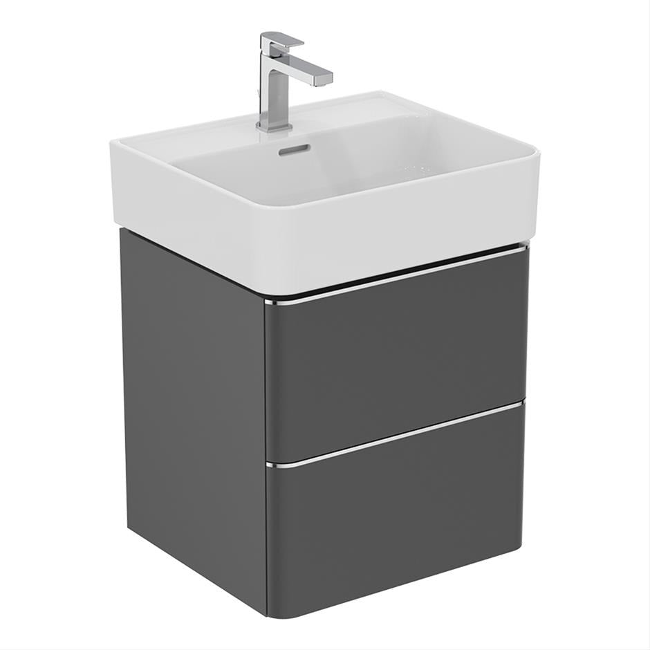 Ideal Standard Strada 2 Drawers 500mm Wall Hung Washbasin Unit ONLY - Matt Anthracite - T4299Y2