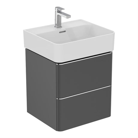 Ideal Standard Strada 2 Drawers 500mm Wall Hung Washbasin Unit ONLY - Matt Anthracite - T4299Y2