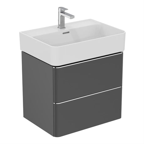 Ideal Standard Strada 2 Drawers 600mm Wall Hung Washbasin Unit ONLY - Matt Anthracite - T4300Y2