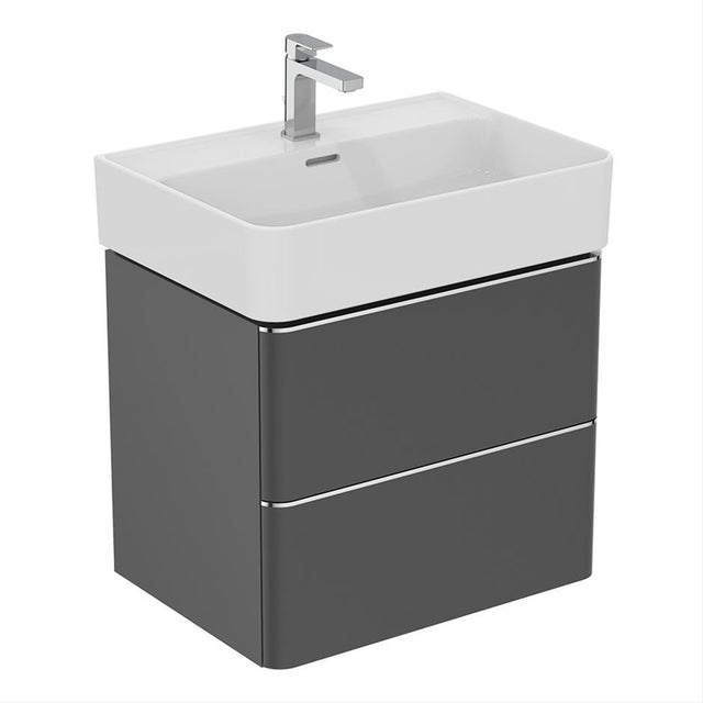 Ideal Standard Strada 2 Drawers 600mm Wall Hung Washbasin Unit ONLY - Matt Anthracite - T4300Y2