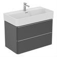 Ideal Standard Strada 2 Drawers 800mm Wall Hung Washbasin Unit ONLY - Matt Anthracite - T4301Y2
