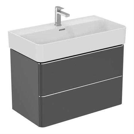 Ideal Standard Strada 2 Drawers 800mm Wall Hung Washbasin Unit ONLY - Matt Anthracite - T4301Y2