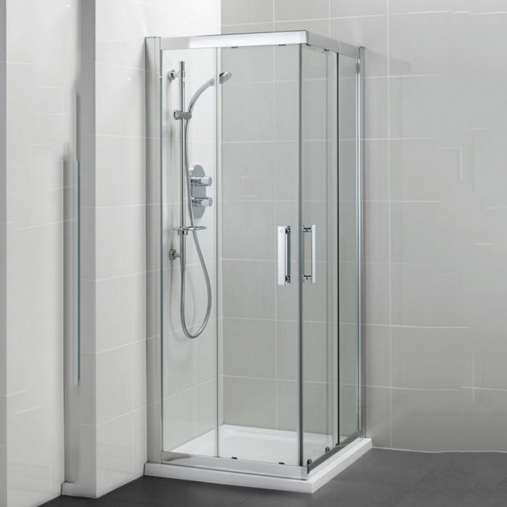 Ideal Standard Synergy Corner Entry Enclosure Panels dealclean 8mm Glass - Bright Silver Frame - L6282EO - TAP 'N' SHOWER