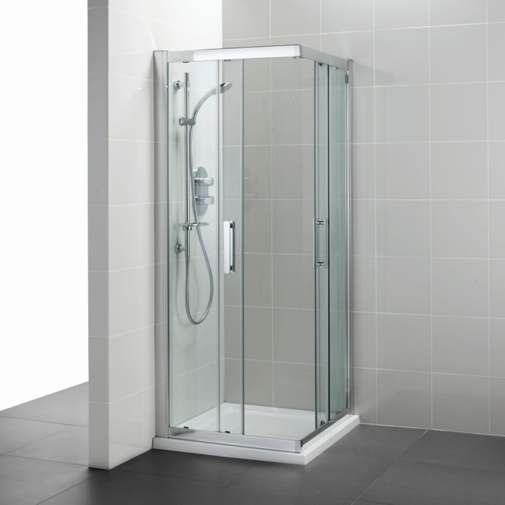 Ideal Standard Synergy Corner Entry Enclosure Panels Idealclean 8mm Glass 900x900mm - Bright Silver Frame - L6281EO - TAP 'N' SHOWER