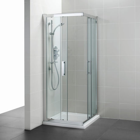 Ideal Standard Synergy Corner Entry Enclosure Panels Idealclean 8mm Glass 900x900mm - Bright Silver Frame - L6281EO - TAP 'N' SHOWER