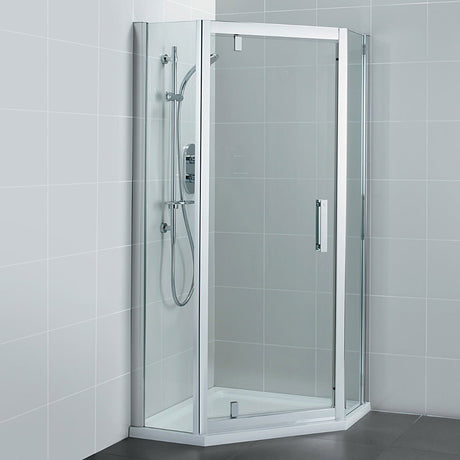Ideal Standard Synergy Pivot Pentagon Enclosure Panels Idealclean 8mm Glass 800x800mm - Bright Silver Frame - L6214EO - TAP 'N' SHOWER