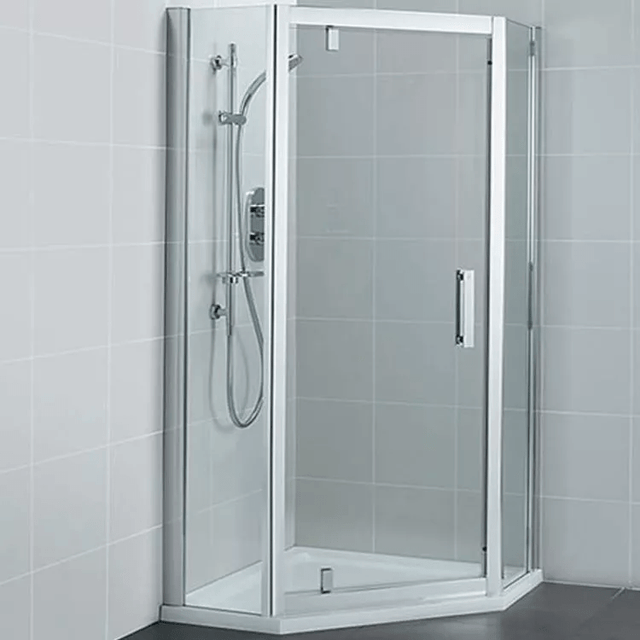 Ideal Standard Synergy Pivot Pentagon Inc Panels 2 Part 900mm - Silver/clear - L6215EO - TAP 'N' SHOWER