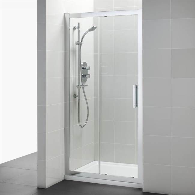 Ideal Standard Synergy Sliding Shower Door; Idealclean 8mm Glass; 1400mm - Bright Silver Frame - L6290EO - TAP 'N' SHOWER