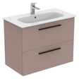 Ideal Standard i.life A Wall Hung Vanity Unit 2 Drawers 80cm - Matt Griege - T5256NH - TAP 'N' SHOWER