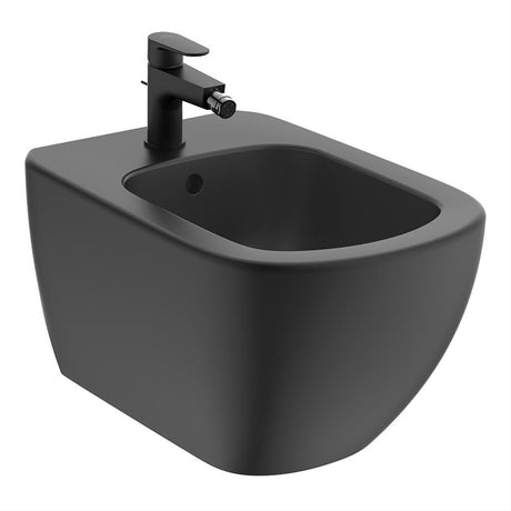 Ideal Standard Tesi Wall Mounted Bidet 1 Taphole With Hidden Fixations - Silk Black - T3552V3