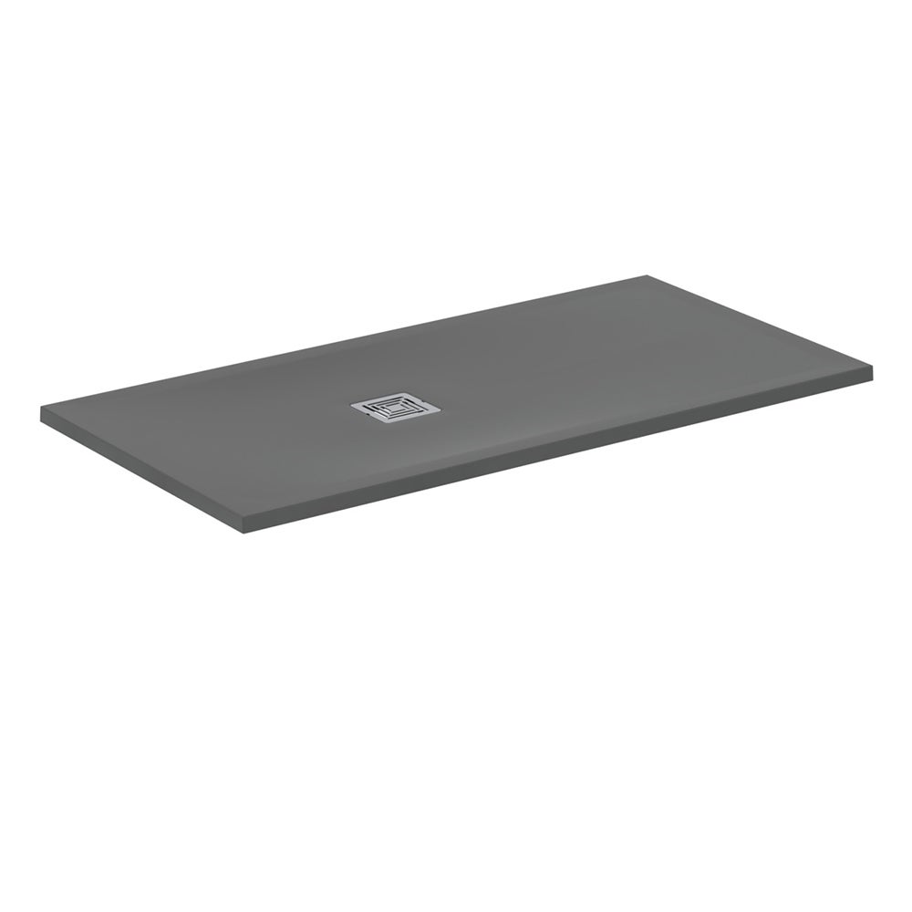 Ideal Standard Ultra Flat S + 1400 x 700mm Shower Tray - Concrete Grey - T5613FS - TAP 'N' SHOWER