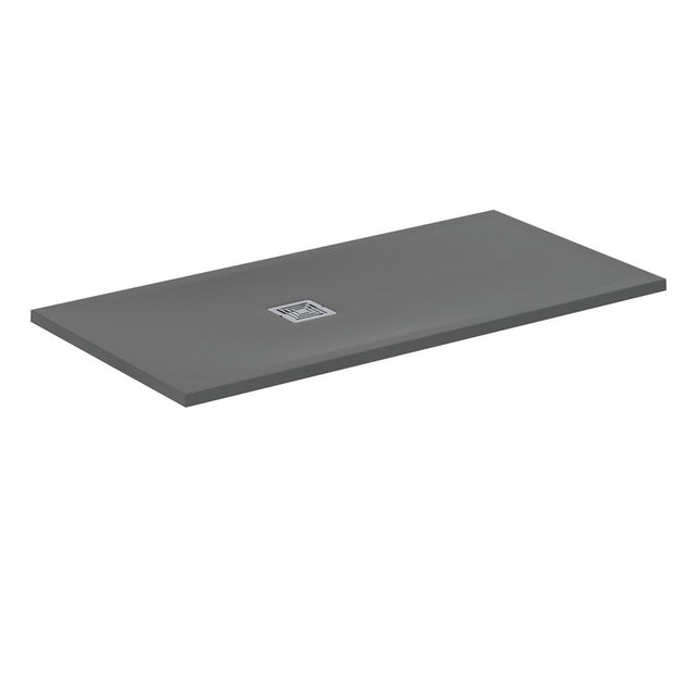 Ideal Standard Ultra Flat S + 1400 x 700mm Shower Tray - Concrete Grey - T5613FS - TAP 'N' SHOWER
