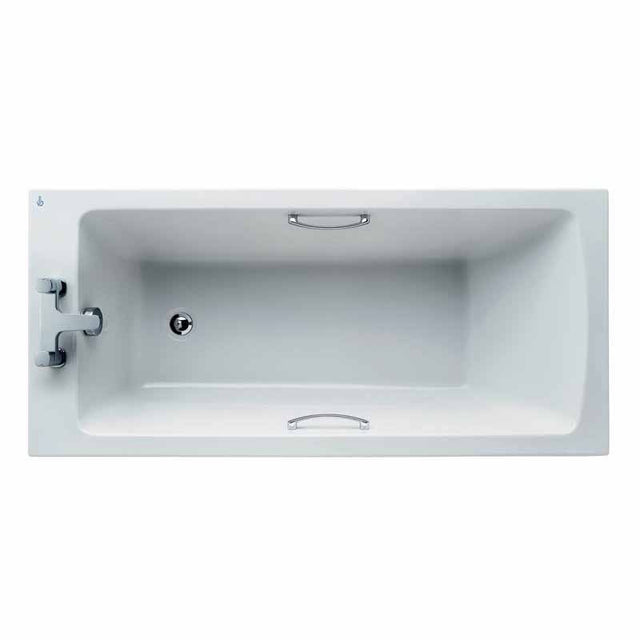 Ideal Standard Tempo Arc Idealform Plus+ Bath with Chrome Handgrips 1500x700mm - White - E155601 - TAP 'N' SHOWER