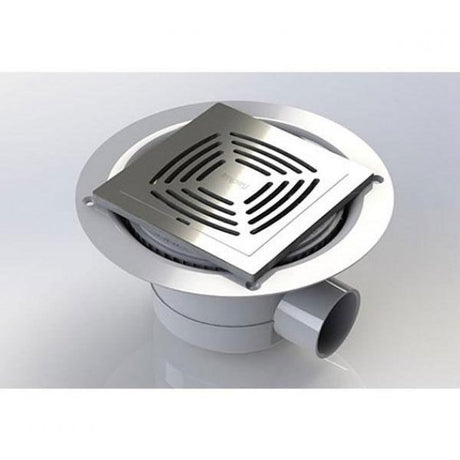 Impey Stainless Steel Grate Tiled Floor Horizontal Outlet Gravity Shower Waste Trap - Chrome - UTT01/H