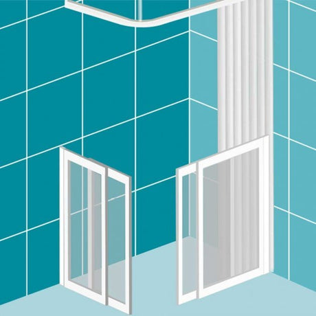 Impey Elevate Right Handed Option 1 Corner Sliding Half Height Door 1500mm x 1200mm - White - EL-1-150120W-R