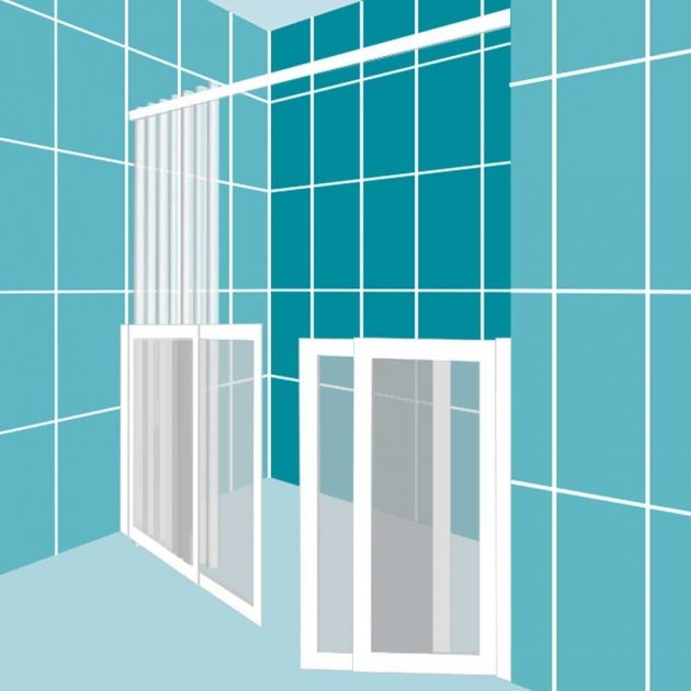 Impey Freeglide Non Handed Option 4 Alcove Sliding Half Height Door 1250mm Wide - White - FG-4-125W