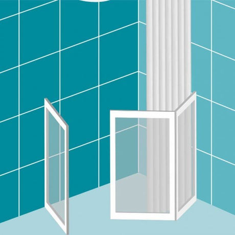 Impey Freeglide Right Handed Option J Corner Half Height Door 1200mm X 700mm - White - FG-J-12070W-R