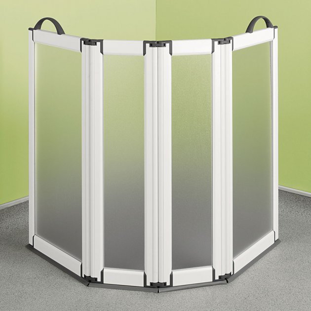 Impey Portable Modern Folding Shower Screen 750mm High x 2x400mm x 2x225mm - White - FG-IPS4W