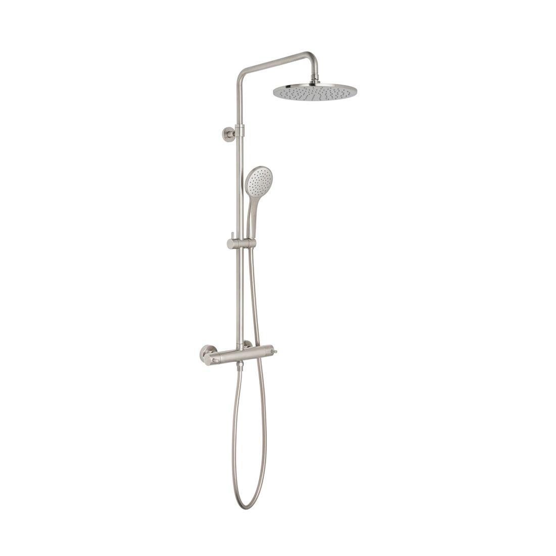 Vado Individual Thermostatic Exposed Bar Valve Shower Kit - Brushed Nickel - IND-149RRK-RO-BRN