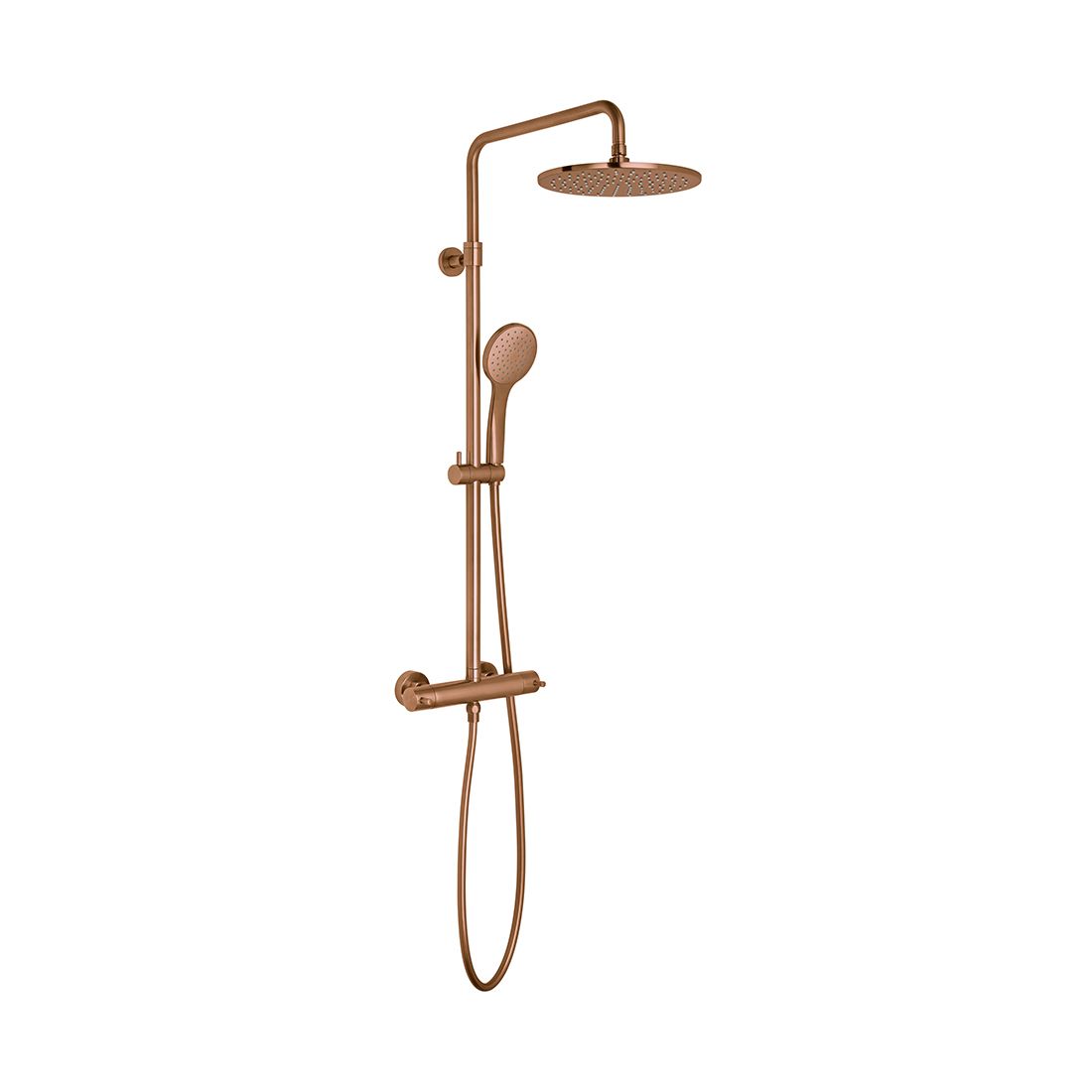 Vado Individual Thermostatic Exposed Bar Valve Shower Kit - Brushed Bronze - IND-149RRK-RO-BRZ