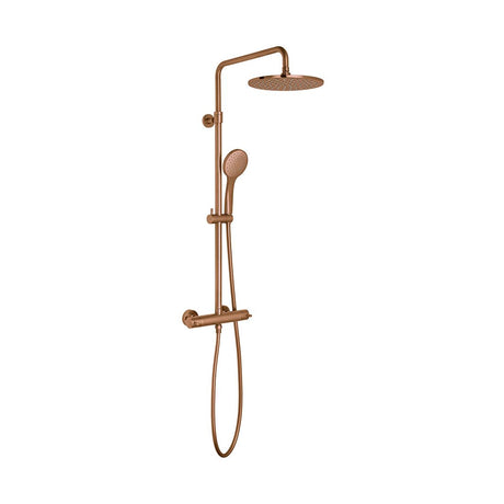 Vado Individual Thermostatic Exposed Bar Valve Shower Kit - Brushed Bronze - IND-149RRK-RO-BRZ