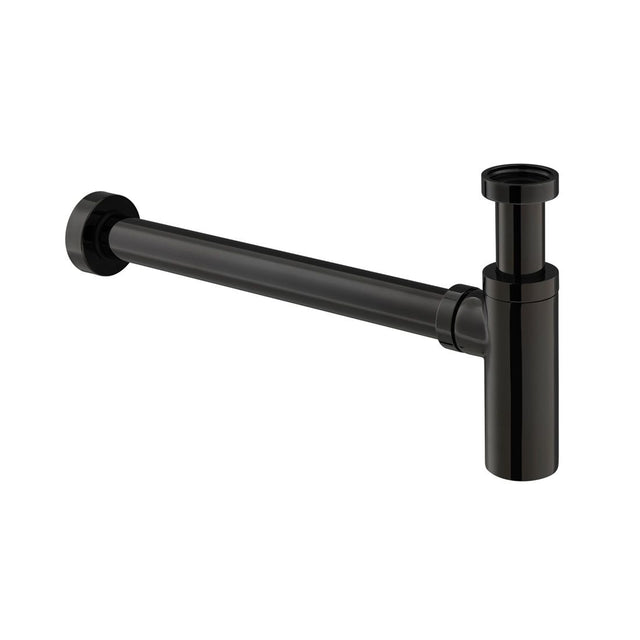 Vado Contemporary Round Bottle Trap 1.1/4” with 35mm Outlet - Polished Black - IND-461/RO-PB