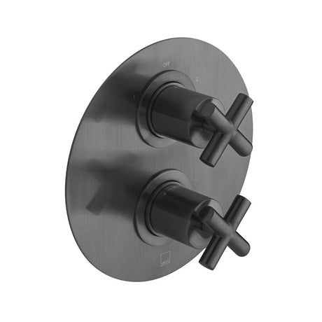 Vado Elements 2 Outlet Cross Handles Thermostatic Shower Valve - Brushed Black - IND-ELE148D/2-BLK