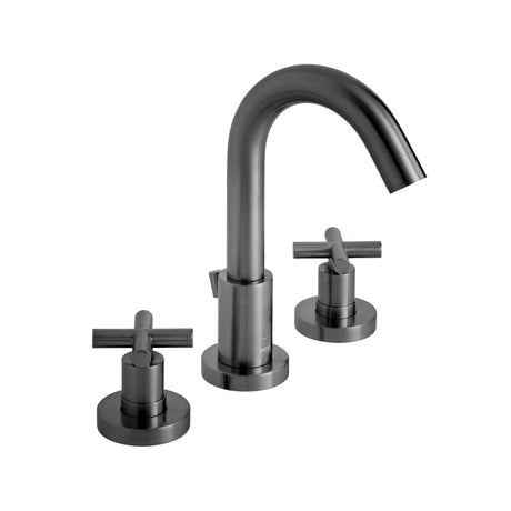 Vado Elements 3 Hole Basin Mixer Deck Mounted with Pop-up Waste And Honeycomb Flow Regulator - Brushed Black - IND-ELW101F-BLK