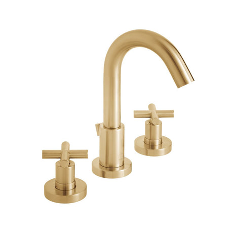 Vado Elements 3 Hole Basin Mixer Deck Mounted with Pop-up Waste And Honeycomb Flow Regulator - Brushed Gold - IND-ELW101F-BRG