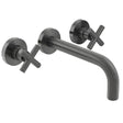 Vado Elements 3 Hole Basin Mixer with 200mm Spout Wall Mounted With Honeycomb Flow Regulator - Brushed Black - IND-ELW109FLA-BLK